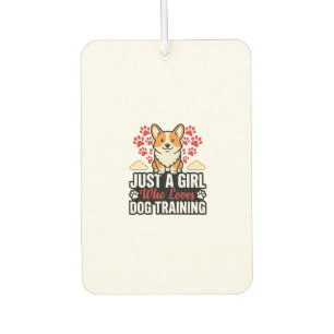 Dog Training Girl Corgi Vintage Vector Shirt Desig Car Air Freshener
