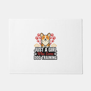 Dog Training Girl Corgi Vintage Vector Shirt Desig Doormat
