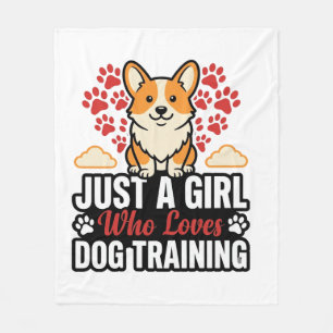 Dog Training Girl Corgi Vintage Vector Shirt Desig Fleece Blanket