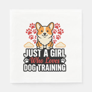 Dog Training Girl Corgi Vintage Vector Shirt Desig Napkin