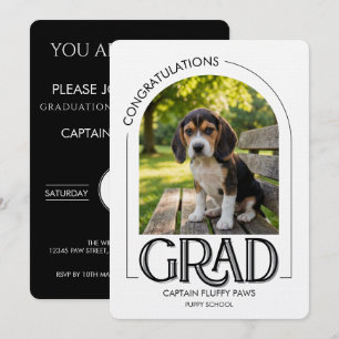 Dog Training School Pet Photo Black Graduation Announcement