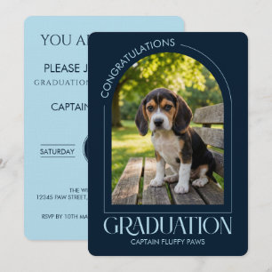 Dog Training School Pet Photo Blue Graduation Announcement