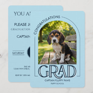 Dog Training School Pet Photo Navy Blue Graduation Announcement