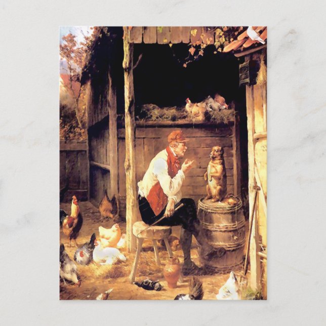 Dog Training Vintage Fine Art Painting Postcard (Front)