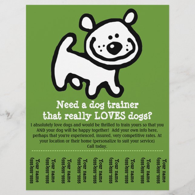 Dog Training, Walking, Grooming, Sitting promo tem Flyer (Front)