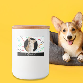 Dog treat illustrated cute bones with pet photo food label