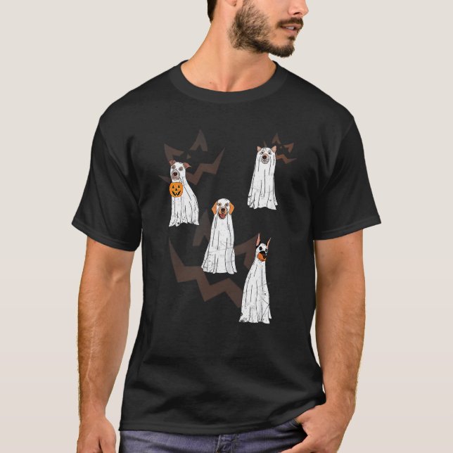 Dog Treat Or Treating Pyjamas Jackolantern Ghost H T-Shirt (Front)