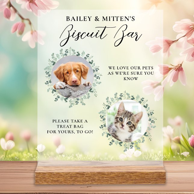Dog Treat Wedding Favour Biscuit Bar Pet Photo Acrylic Sign (Creator Uploaded)