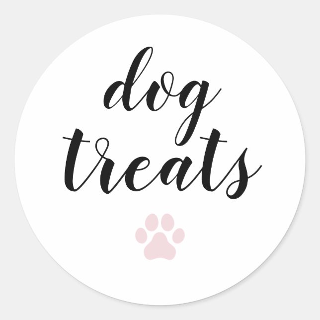 Dog Treats Calligraphy Favour Classic Round Sticke Classic Round Sticker (Front)