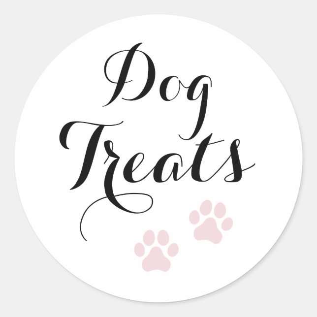 Dog Treats Calligraphy Favour Classic Round Sticke Sticker (Front)