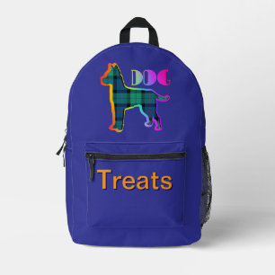DOG Treats Green Plaid Blue   Printed Backpack