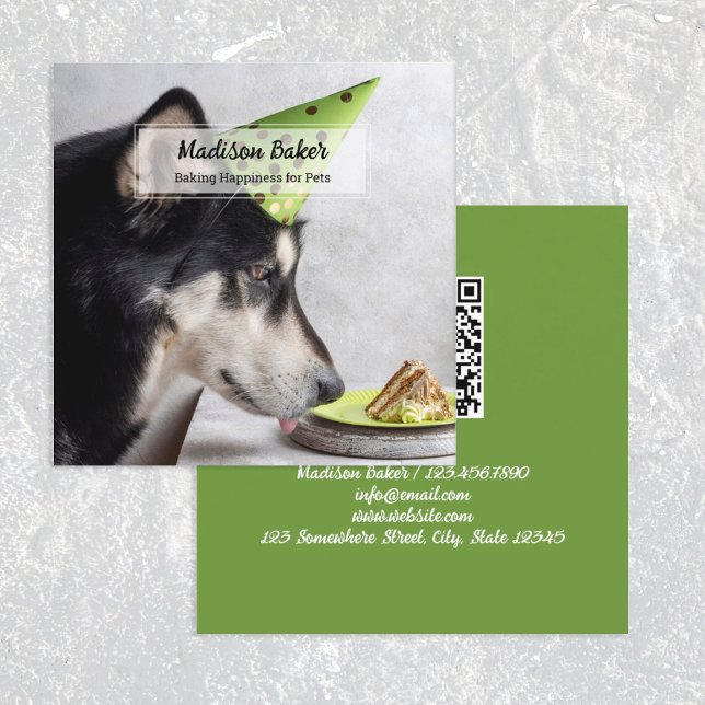 Dog Treats Pet Bakery QR Square Business Card (Pet Bakery Cards)