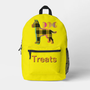 DOG Treats Pet Lover Dog Owner Yellow Plaid  Printed Backpack