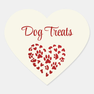 Dog Treats, Red Hearts & Paws, Customizable Heart Sticker
