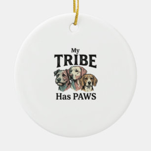 Dog Tribe Has Paws Vintage Engraving Design_1 Ceramic Tree Decoration