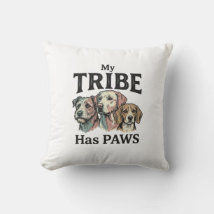 Dog Tribe Has Paws Vintage Engraving Design_1 Cushion