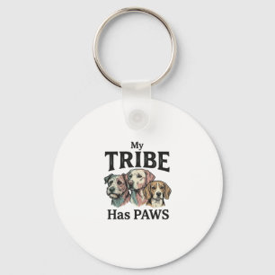 Dog Tribe Has Paws Vintage Engraving Design_1 Key Ring