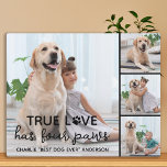 DOG True LOVE Personalised Dog Lover 4 Picture Plaque<br><div class="desc">True Love Has Four Paws ! Celebrate your best friend with a custom unique dog photo plaque and keepsake. Surprise your favourite dog lover, whether is a birthday, Mother's day, valentines day, or Christmas with this cute love photo dog plaque. This True Love with paw print design dog photo plaque...</div>