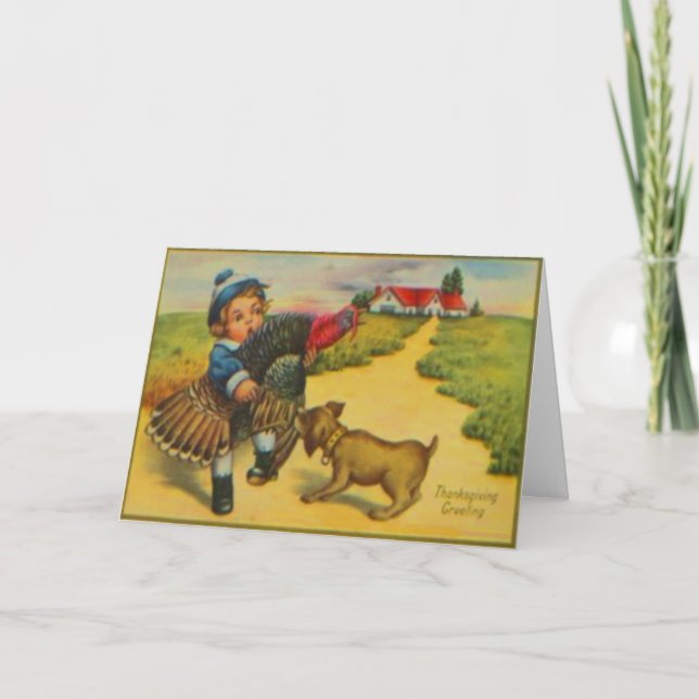 Dog & Turkey Holiday Card (Front)