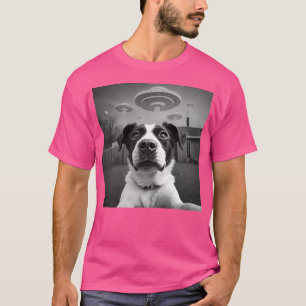 Dog Ufo Sighting Paw-Some Proof In Retro Black Wh T-Shirt