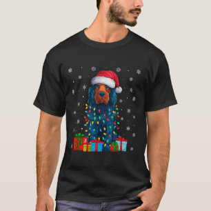 Dog Ugly Xmas Light Santa Hat Portuguese Water Dog T-Shirt