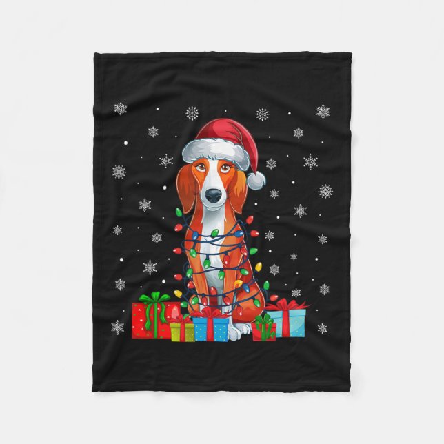 Dog Ugly Xmas Lights Santa American Foxhound Dog C Fleece Blanket (Front)