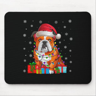 Dog Ugly Xmas Lights Santa Hat American Bulldog Ch Mouse Mat