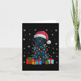 Dog Ugly Xmas Lights Santa Hat Black Labrador Dog  Card