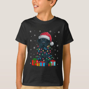 Dog Ugly Xmas Lights Santa Hat Black Labrador Dog T-Shirt