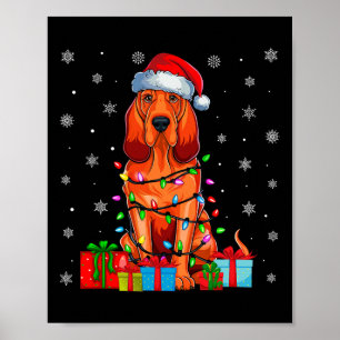 Dog Ugly Xmas Lights Santa Hat Bloodhound Dog Chri Poster