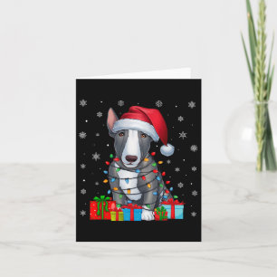 Dog Ugly Xmas Lights Santa Hat Bull Terrier Dog Ch Card