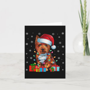 Dog Ugly Xmas Lights Santa Hat Cairn Terrier Dog C Card