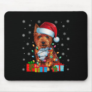 Dog Ugly Xmas Lights Santa Hat Cairn Terrier Dog C Mouse Mat