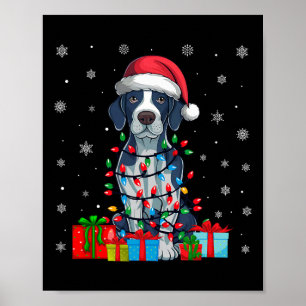 Dog Ugly Xmas Lights Santa Hat English Pointer Dog Poster