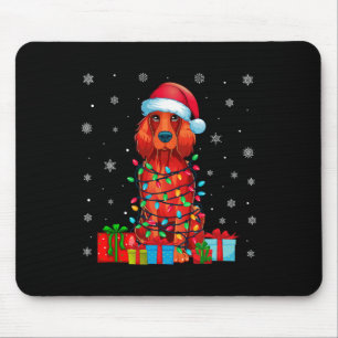 Dog Ugly Xmas Lights Santa Hat Irish Setter Dog Ch Mouse Mat