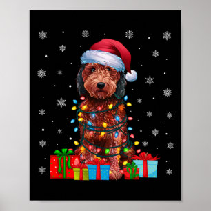 Dog Ugly Xmas Lights Santa Hat Labradoodle Dog Chr Poster