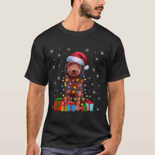 Dog Ugly Xmas Lights Santa Hat Labradoodle Dog Chr T-Shirt