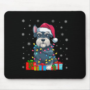 Dog Ugly Xmas Lights Santa Hat Schnauzer Dog Chris Mouse Mat