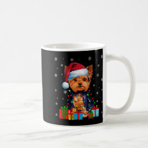 Dog Ugly Xmas Lights Santa Hat Yorkshire Terrier C Coffee Mug