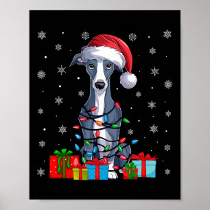 Dog Ugly Xmas Lights Santa Italian Greyhound Dog C Poster