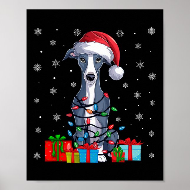 Dog Ugly Xmas Lights Santa Italian Greyhound Dog C Poster (Front)