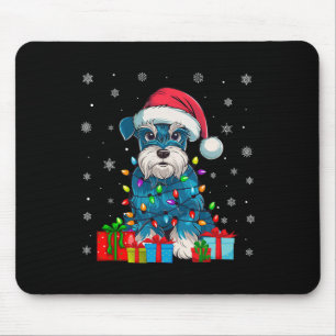 Dog Ugly Xmas Lights Santa Miniature Schnauzer Dog Mouse Mat