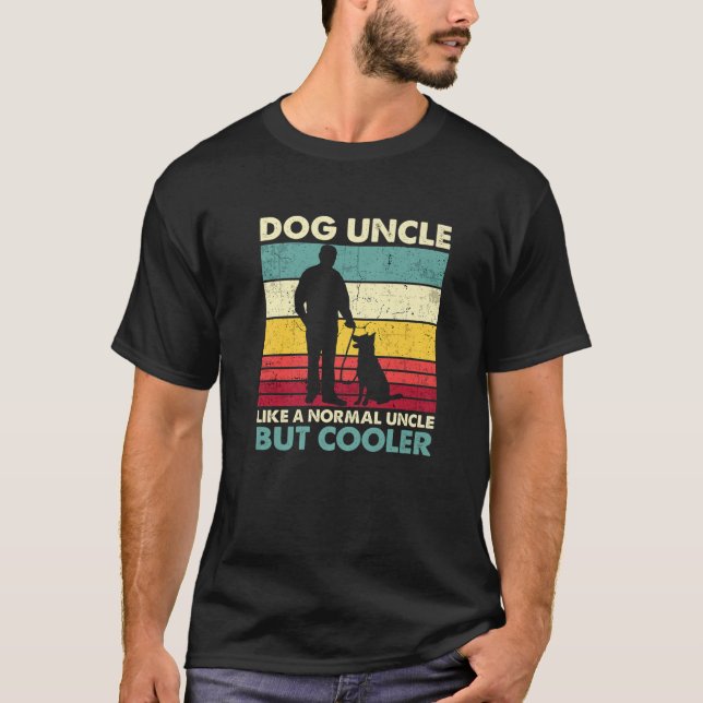 Dog Uncle - Retro Sunset Dog Lover Funny Father's T-Shirt (Front)
