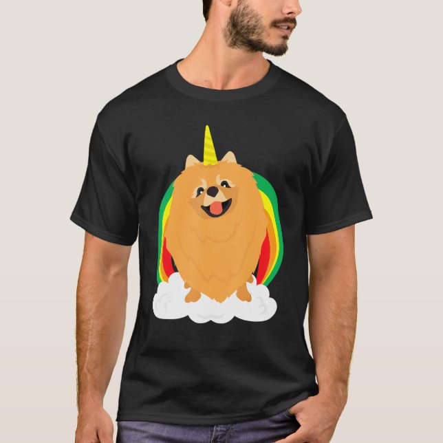 Dog Unicorn Horn Rainbow Animal Fun T-Shirt (Front)