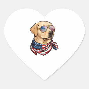 Dog Usa Flag Sunglasses Bandana Heart Sticker