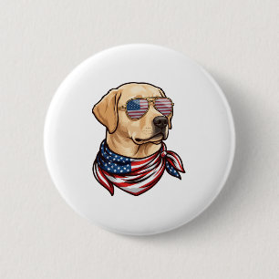 Dog Usa Flag Sunglasses Bandanna 6 Cm Round Badge