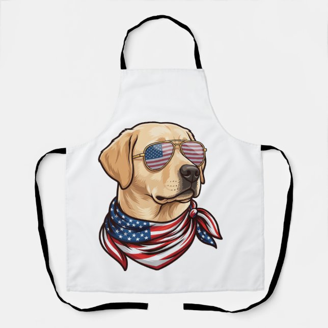 Dog Usa Flag Sunglasses Bandanna Apron (Front)