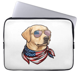 Dog Usa Flag Sunglasses Bandanna Laptop Sleeve