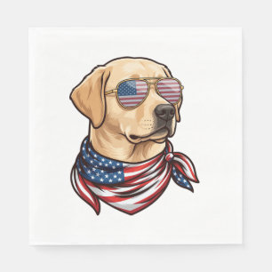 Dog Usa Flag Sunglasses Bandanna Napkin