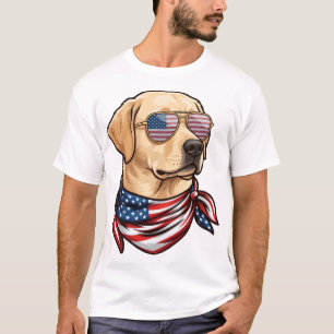 Dog Usa Flag Sunglasses Bandanna T-Shirt